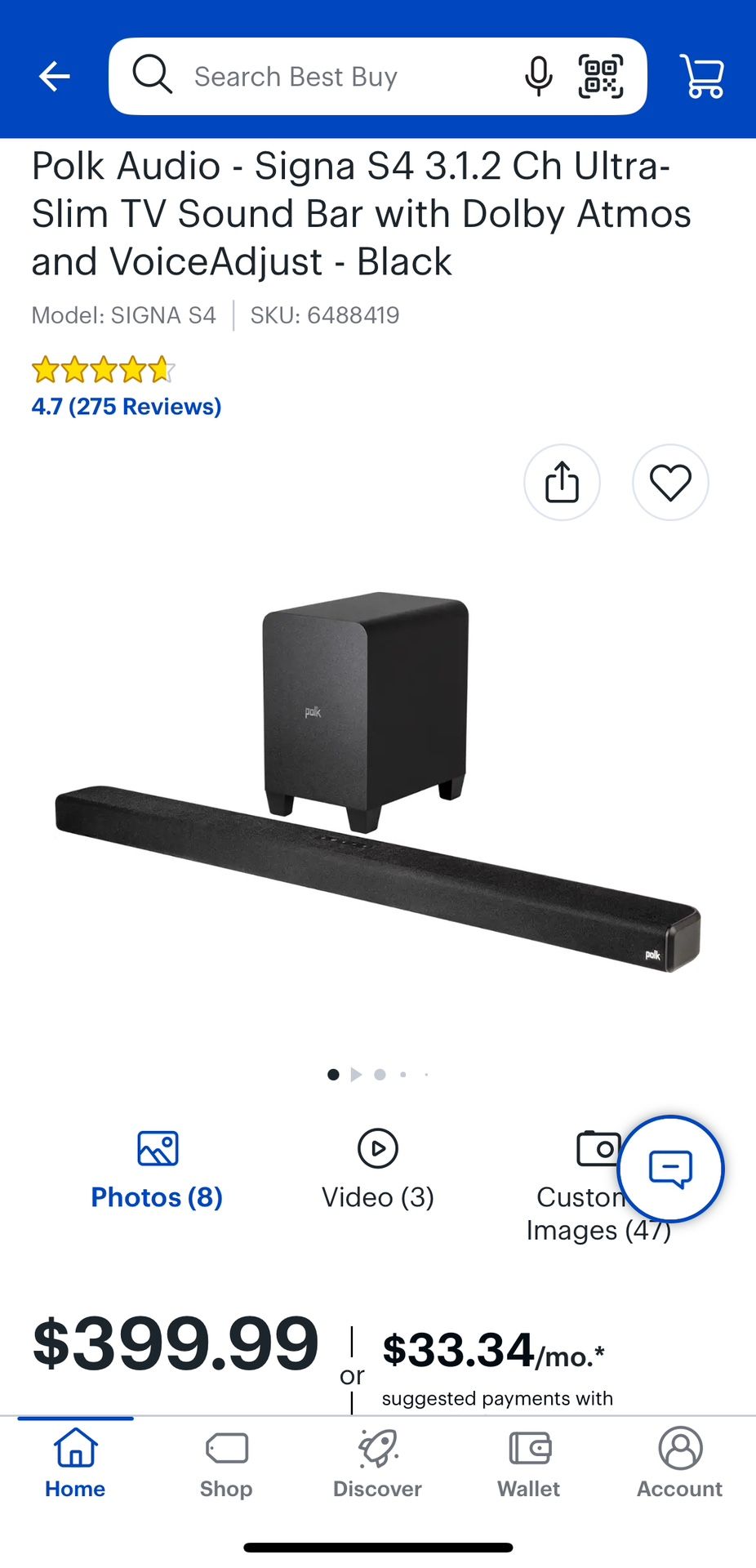 Polk Audio - Signa S4 3.1.2 Ch Ultra-Slim TV Sound Bar with Dolby Atmos and VoiceAdjust - Black