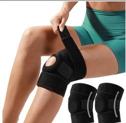 Knee Brace for Women Men with Side Stabilizers, 2 Pack Knee Braces for Knee Pain ACL MCL Arthritis Joint Pain Relief, Adjustable Compression Sleeve Pa