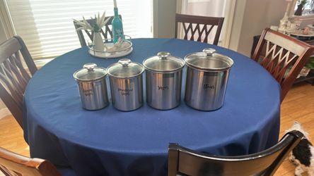 4 stainless steel airtight canisters