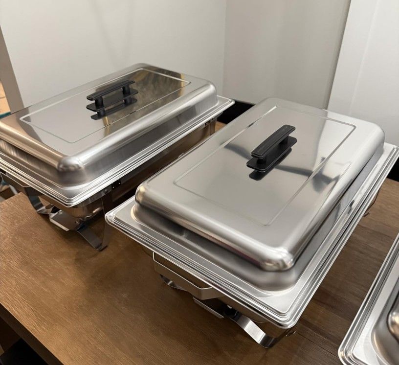 Chafing Dish Buffet Set of 2, 8QT Stainless Steel Rectangular Chafers and Buffet Warmer Sets