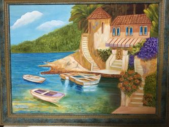 Oil painting with the frame