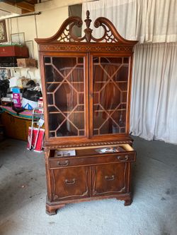 Antique China Cabinet Gorgeous Detail