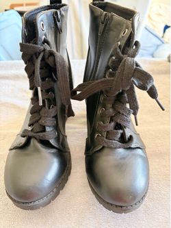 Time and Tru Lace-Up Heeled Combat Boots