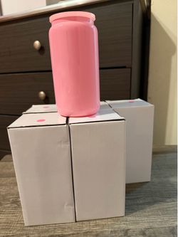 Pink glass cup