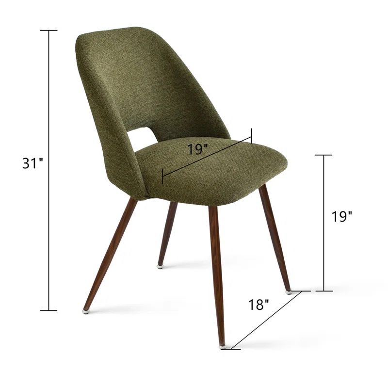 Brand New 19'' Modern Green Fabric Upholstered Side Chair (Set of 2)