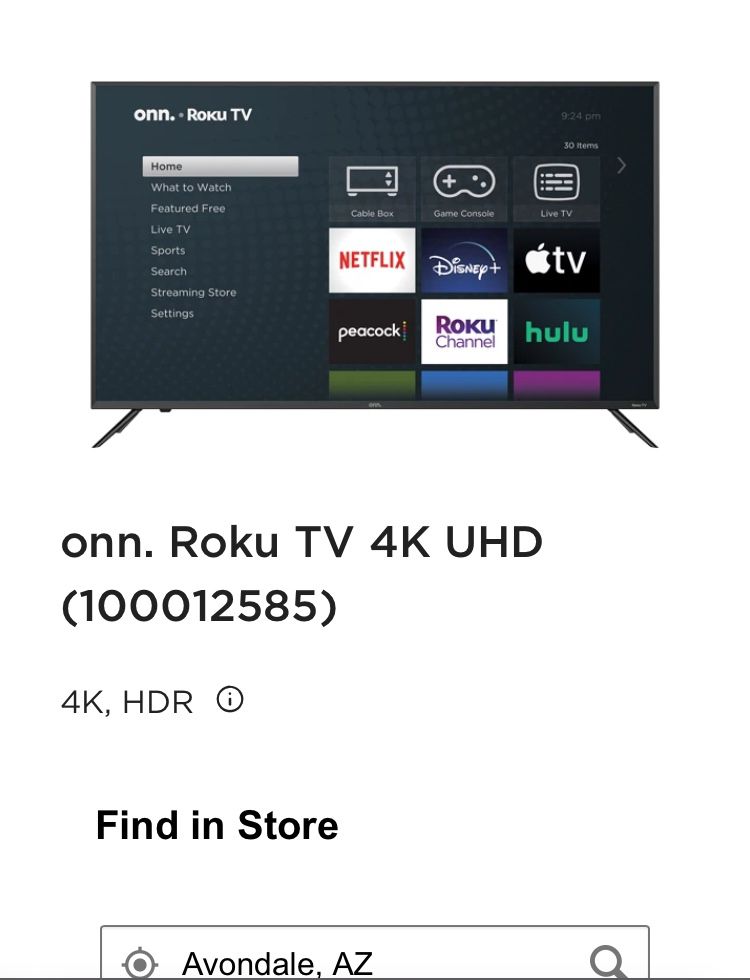 Onn Roku 50” 4k HDR TV