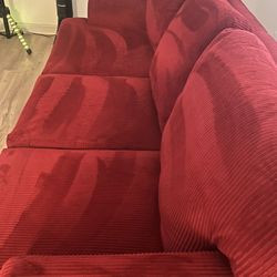 Red Corduroy Couch 