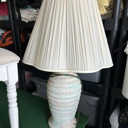 Vintage 80s Plaster Lamp With Scalloped Shade