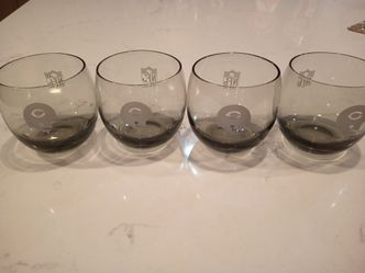 (4) 1970's Chicago Bears Smokey Glass Tumblers