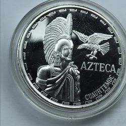 AZTEC INDIAN 1 oz Fine Silver Coin .999 Plata Pura , Mirror Finish , Rare