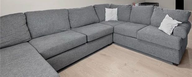 Hampstead Graphite Grey Fabric 140" 2 Piece U-Shaped Sectional With Left Arm Facing Sofa Chaise