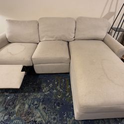 Small Beige Storage/Reclining Sectional