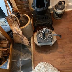 Country Primitive Candle Holder and Wood Stool