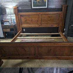 King Size Wood Pedestal Bed Frame