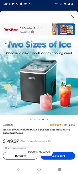 Iceman by Chefman 1 lb Dual-Size Compact Ice Machine, Ice Basket and Scoop