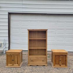 🔥 Rustic Pine 3-Piece Set – Bookcase + 2 Cabinets! 🔥 Turn any room into a cozy, organized space with this solid pine furniture set! Includes a tall 