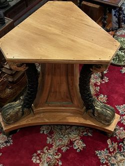 Gilt Carved Wood Koi Table 