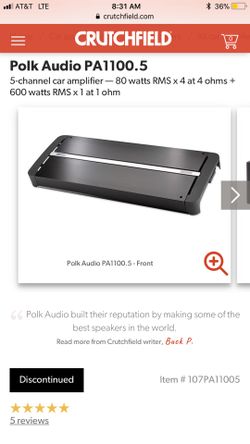 Works great Polk Audio PA1100.5 Five Ch. Amp