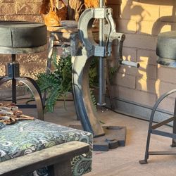 FORD MANUFACTURING TABLE AND STOOLS