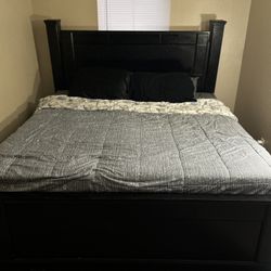 Ashley furniture king size Bed frame And side table