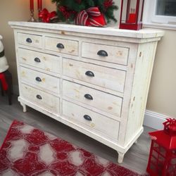 OFF WHITE RUSTIC WOOD DRESSER - Like New!