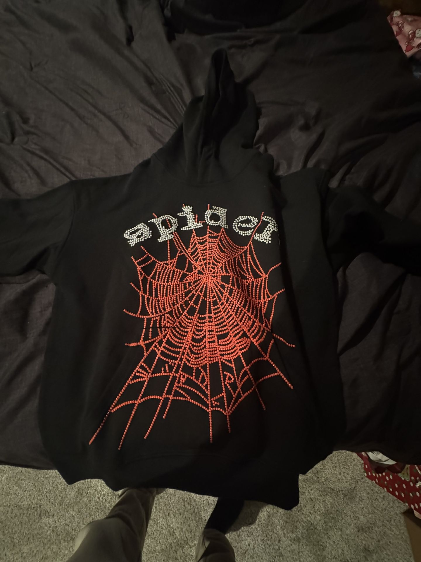 sp5der hoodie OG Rhinestone logo 