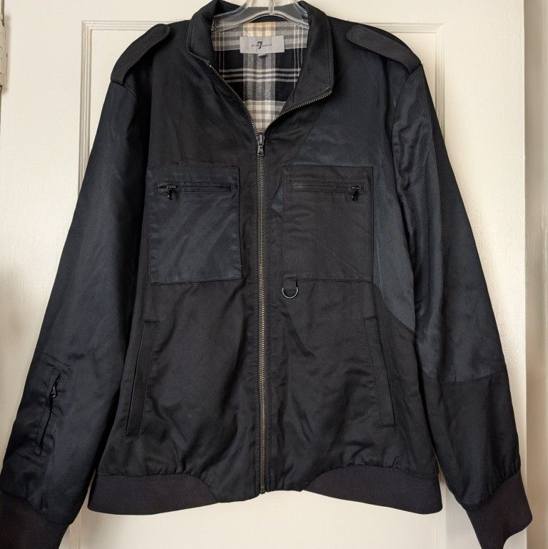 7 for all mankind men's bomber jacket size XL with plaid inner lining