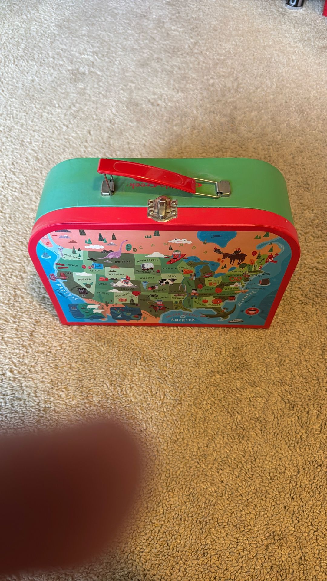 CROCODILE CREEK USA STATES MAP 50 pc FLOOR PUZZLE W/CARRY CASE