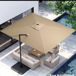 9'x12' Patio Umbrella Cantilever Outdoor Rectangular Offset Umbrella with 360°Rotation, Double Top Heavy Duty Windproof Aluminum Frame for Pool Garden