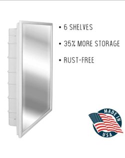Zaca Capella 16 in. x 26 in. x 3-1/2 in. Framed Recessed 1-Door Bathroom Medicine Cabinet with 6-Shelves and White Frame