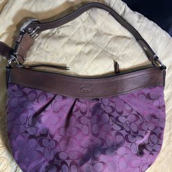 Coach Signature Hobo Shoulder Bag – Magenta & Brown