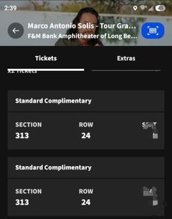 2 tkts available.  2 boletos disponibles