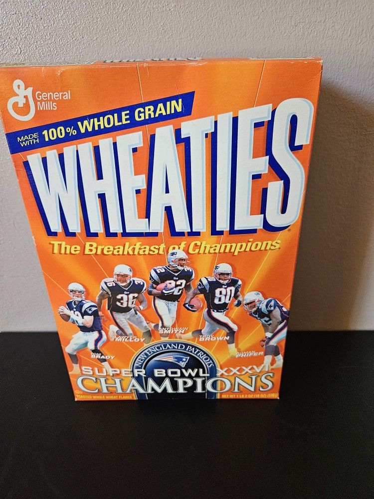 New England Patriots Superbowl XXXVI Wheaties Box