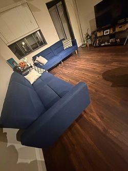 Sofa Beds Set of 2 Blue Futon