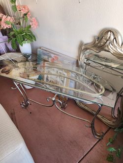 Beautiful And Compact Metal And Glass Console Table