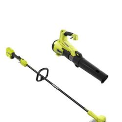 RYOBI ONE+ HP 18V Brushless Cordless Battery String Trimmer and Leaf Blower Combo Kit with 4.0 Ah Battery and Charger