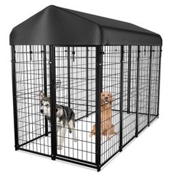 Large Outdoor Dog Kennel with Roof Cover