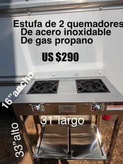 Estufa con 2 quemadores de acero inoxidable