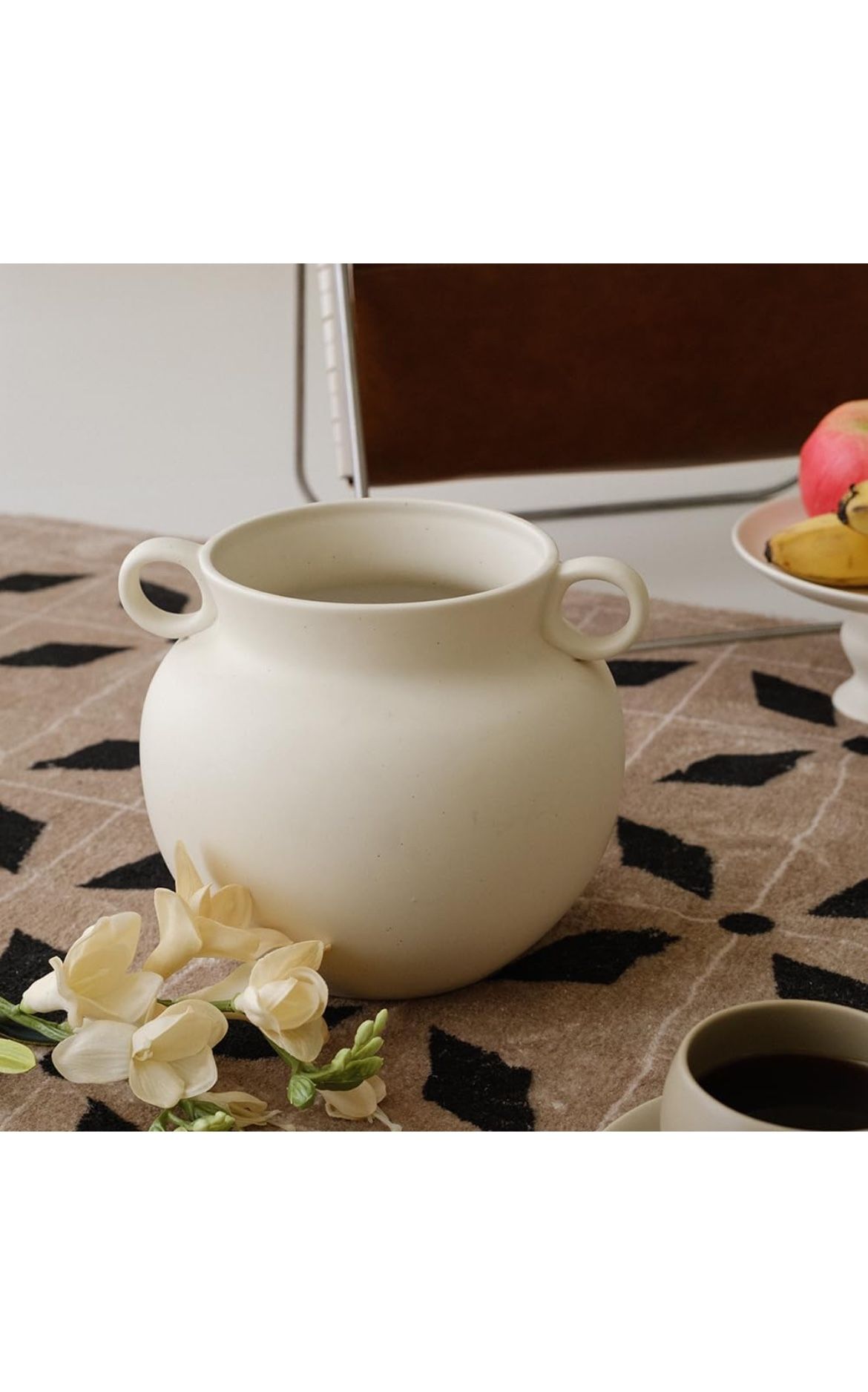 Round-Shape with Ear Wide Mouth Vase, Honey Pot-Shaped Decorative Plant Pot, No Drainage Hole