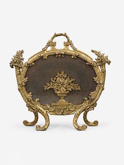 Vintage French Louis XV Style Brass Fireplace Screen, c.1950's - Delivery Available