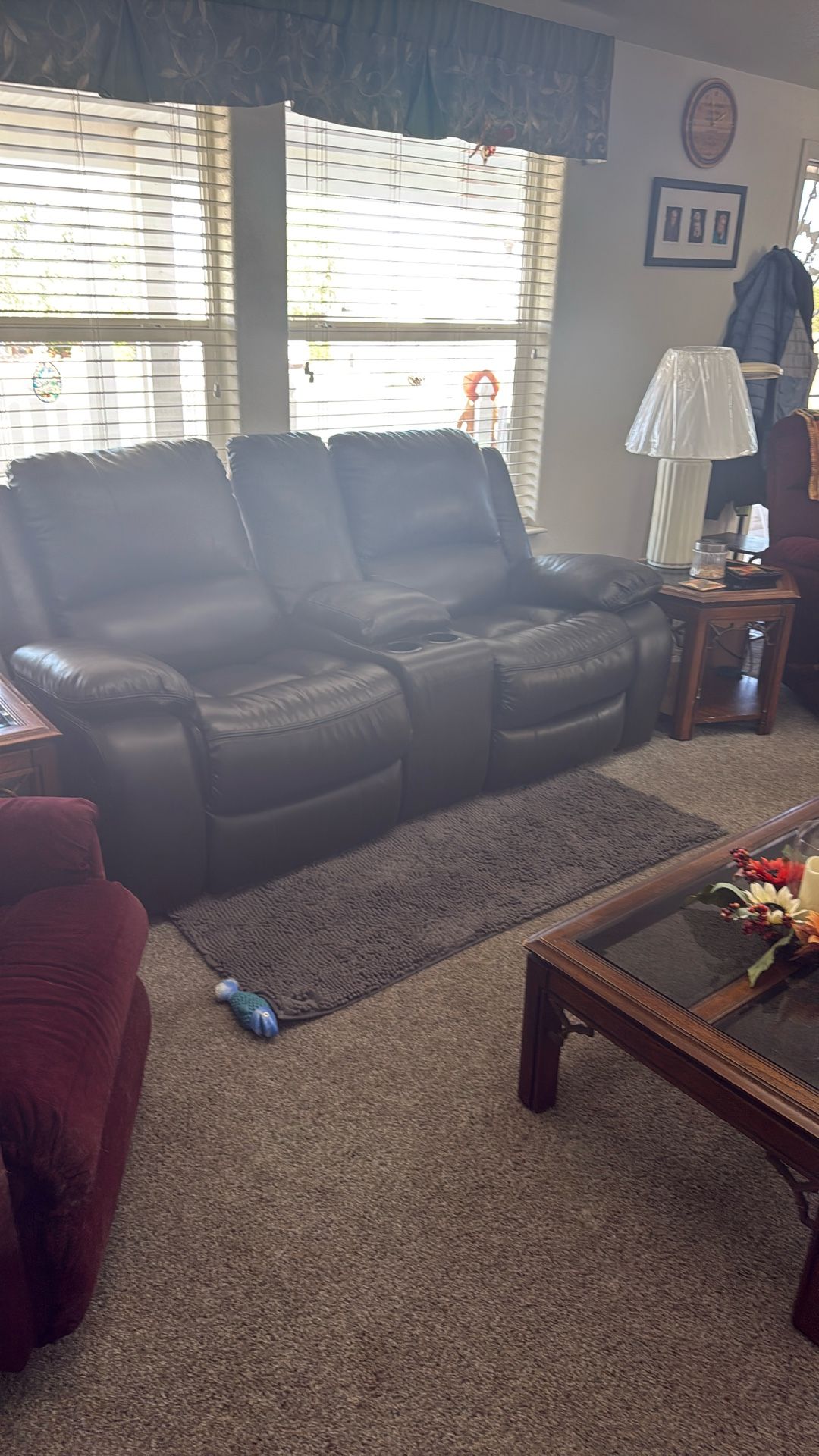 Leather Recliner With Storage Couch 