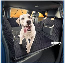 XL Truck Back Seat Extender for Dogs, Hard Bottom Dog Car Seat Cover for Back Seat, Heavy Duty Dog Hammock for Aggressive Chewers, Waterproof Pet Seat
