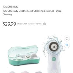 Electric Facial Cleansing Brush Set. Powered by 2x AA Battery.