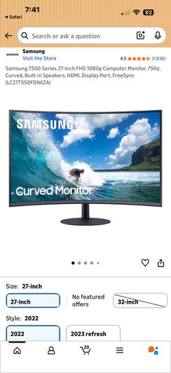 Samsung curved monitor 27 inch