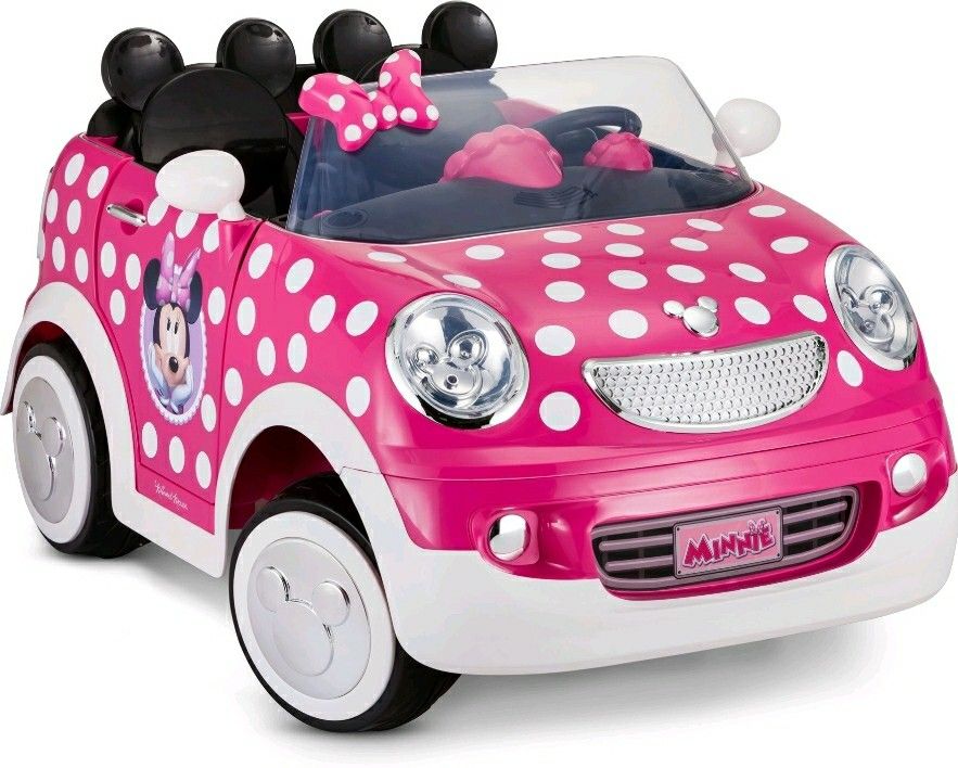 Disney Minnie Mouse Hot Rod Coupe Ride-On Toy by Kid Trax, 12 Volt, pink