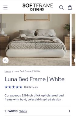 Queen SoftFrame Designs Luna Bed Frame – White + Box Spring
