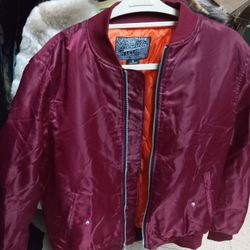 Maroon Purple Bomber Jacket Size Small