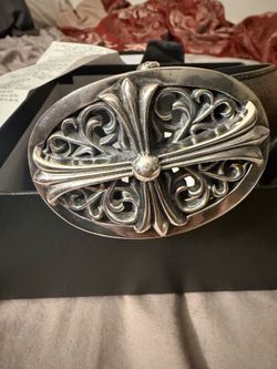 Oval buckle leather belt waist 32
