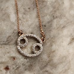 Gorgeous 14K real rose gold N diamond astrology Symbol 