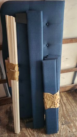 Blue Fabric Tufted Upholstered Headboard